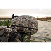 Mossy Oak Graphics boat motor camo vinyl wrap in Duck Blind pattern.