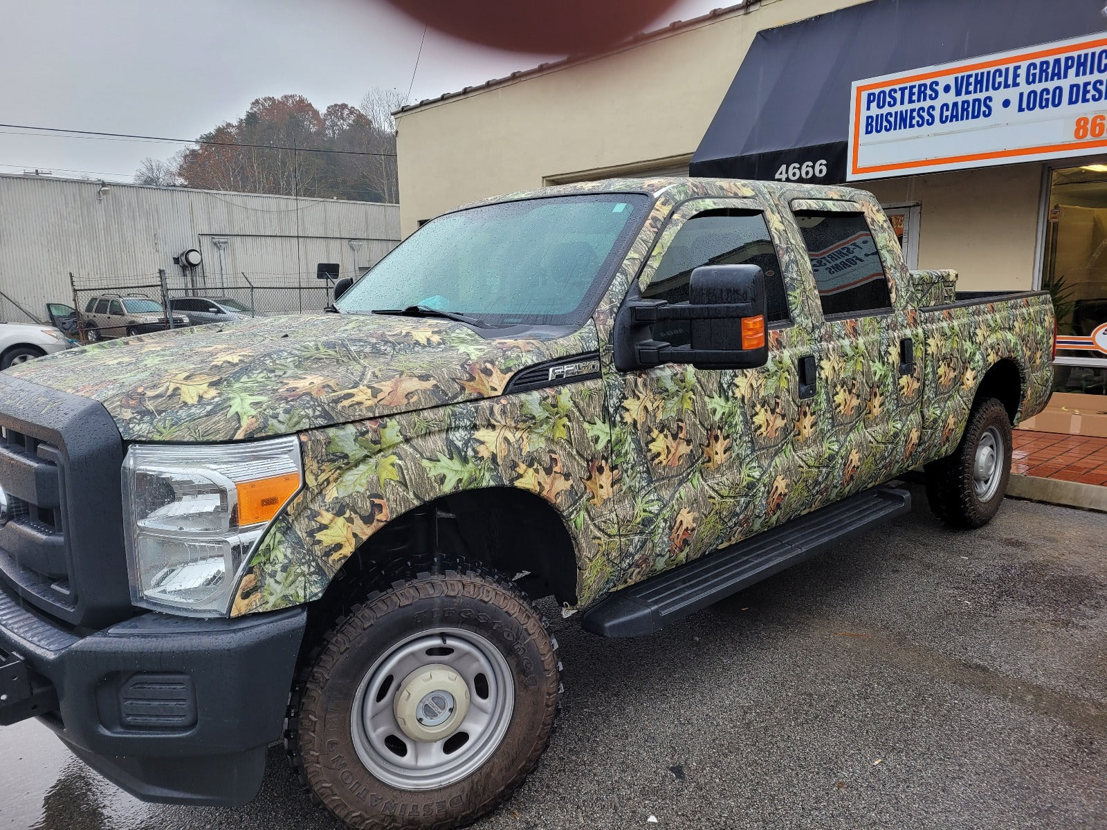 Ford F-250 crew cab pick up truck vinyl wrap camouflage Obsession pattern