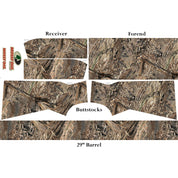 Template of cut outs for the shotgun camo gun skin from Mossy Oak Graphics.